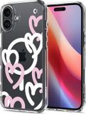Spigen Ultra Hybrid MagFit - Hoesje Geschikt voor Apple iPhone 16 - Compatibel met MagSafe - Back Cover Hearts Wit Roze