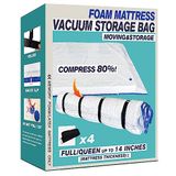 Queen Size Matras Vacuümzak voor Memory Foam/Latex Matras tot 35,5 cm, bewegende verzending en opslag, waterdicht en luchtdicht met 4 verstelbare riemen