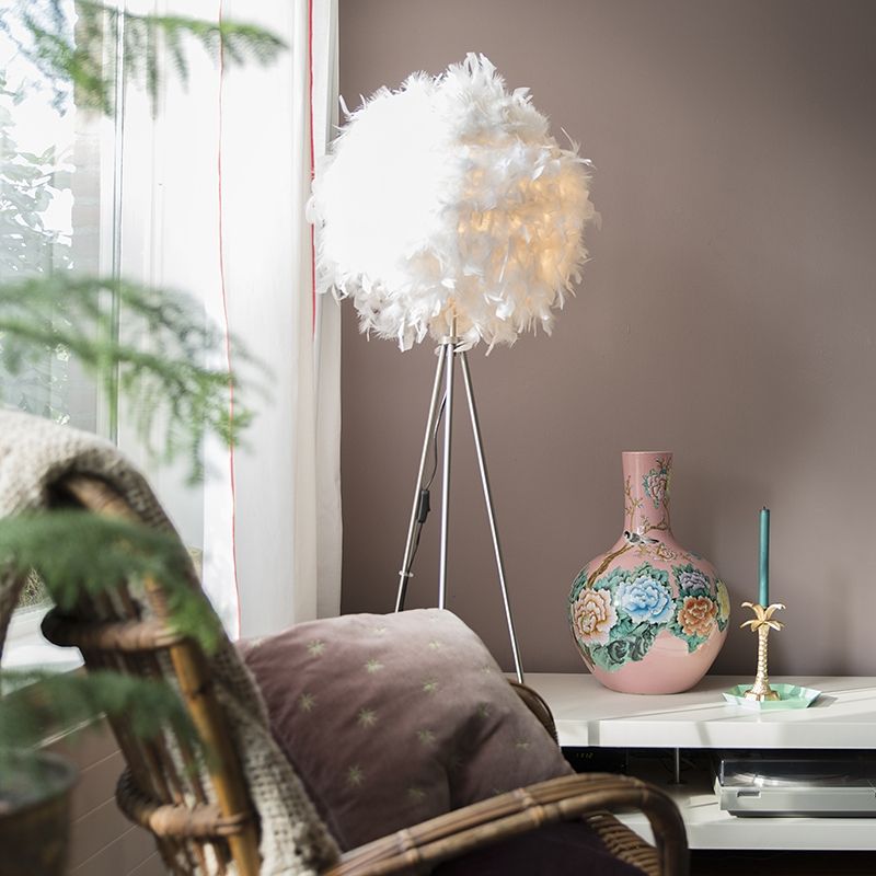 QAZQA Vloerlamp Feather wit - 8718881066504