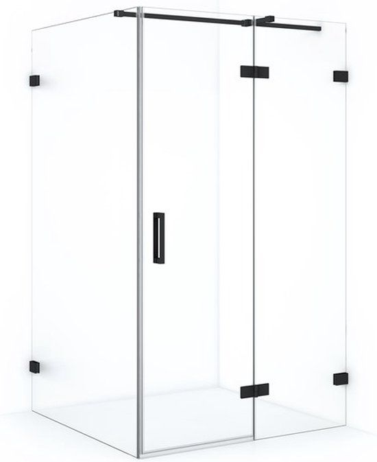 Maxaro Douchecabine Diamond 120x110cm 8mm Helder Veiligheidsglas Zwart Metaal met Draaideur