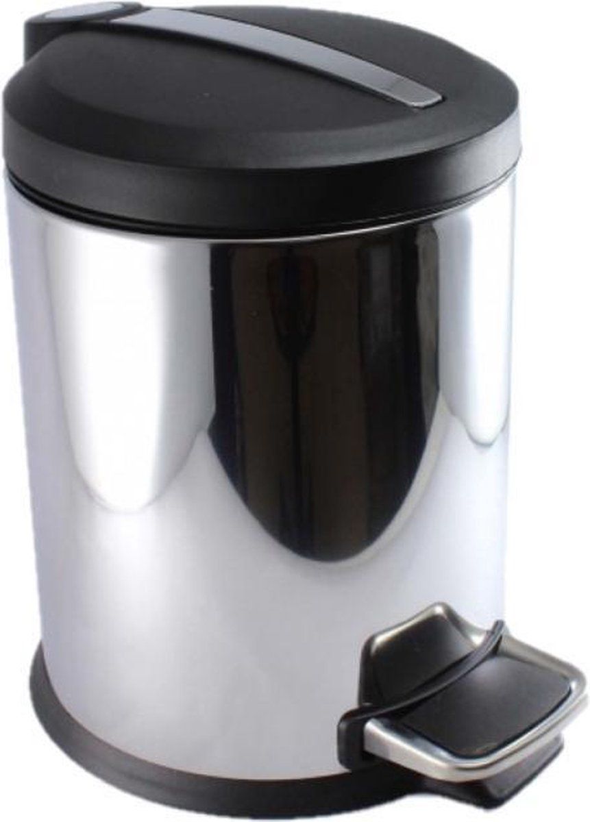 Gerimport Pedaalemmer 5 Liter 26 X 28 Cm Staal Zwart/zilver