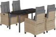 vidaXL 5-delige tuinset met kussens, polyrotan, beige