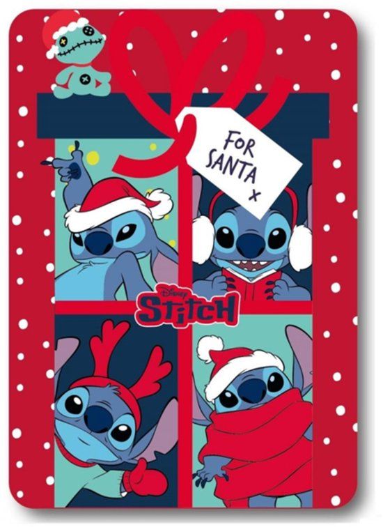 4KidsOnly Disney Lilo & Stitch 'Stitch's List For Santa' - Kerst Polar Deken 100x140 cm - Polyester