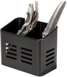 Merkloos WENKO Bestekmand Baco, Black Outdoor Kitchen-mand van gepoedercoat metaal in elegant zwart voor tafelbestek, ook te gebruiken als afdruiprek dankzij gaten in de bodem, 16 × 13,5 × 9 cm