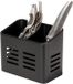 Merkloos WENKO Bestekmand Baco, Black Outdoor Kitchen-mand van gepoedercoat metaal in elegant zwart voor tafelbestek, ook te gebruiken als afdruiprek dankzij gaten in de bodem, 16 × 13,5 × 9 cm
