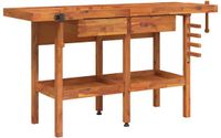 vidaXL Werkbank met lades en bankschroeven 162x62x83 cm acaciahout