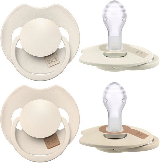 Difrax LOVI Fopspeen Dynamisch - Prime - 18+ Maanden - Lichtbeige & Creme - 2 Stuks