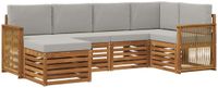 vidaXL Hoek loungeset 6 zitplaatsen Naturel en lichtgrijs