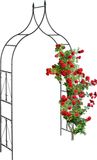 Relaxdays rozenboog metaal, grote tuinboog, HxBxD: 270 x 145 x 37 cm, stevige plantenboog voor klimplanten, zwart