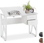 Relaxdays bureau kantelbaar - laptoptafel - tekentafel - verstelbaar - computerbureau Wit / wit