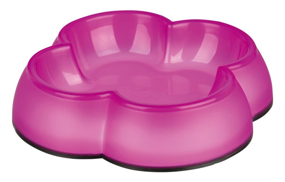 TRIXIE Voerbak / Waterbak Transparant Kunststof / Rubberring Assorti 12 cm 250 ml - 4 stuks - Paars