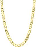 Lucardi Collier en argent recyclé plaqué or pour hommes avec maille gourmette - Collier - Doré - 45 cm