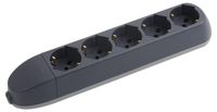 BTicino Elektrische stekkerdoos poker met 5 universele stopcontacten P40 Schuko Zipasso Schuko Standaard Duits, 1,5 m kabel met ruimtebesparend en scheurbestendig 16 A, 3500 W, kleur grijs