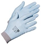 Jah handschoenen met dun breisel nylon met coating PU (wit-blauwe) – met veilige grip en elastisch – voor montage, logistiek en verzending