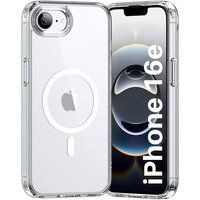 Phonillico® Case voor iPhone 16e - Transparant siliconen met geïntegreerde magnetische cirkel