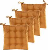 Anna's Collection Coussin de chaise matelassé - 4x - ocre jaune - 38 x 38 cm