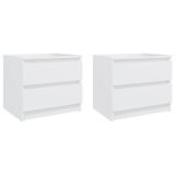 VidaXL Nachtkastjes 2 stuks Wit Bewerkt Hout 50x39x43,5 cm