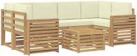 vidaXL - Buiten - bank - set - 7 - st - Wit - en - crèmekleurig - Polyester