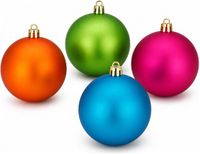 Holly Jolly Inge's Christmas Decor Gmbh Grote kerstballen - 4x st - blauw - roze - groen - oranje - D10 cm - kunststof - kerstversiering