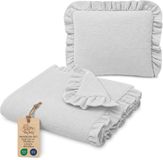 Totsy baby Katoenen Babydeken Set Set: Babydeken 75x60 cm + Kussen 40x30 cm Katoen Muslin voor Kinderwagen Wieg Ledikant Ademend met Ruches Lichtgewicht Zomerdeken Pasgeboren Grijs