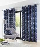 Enhanced Living Fleur Navy energiebesparende thermische bloemen gordijnen voor slaapkamers en woonkamers paar 90 x 72 inch (229x183cm)