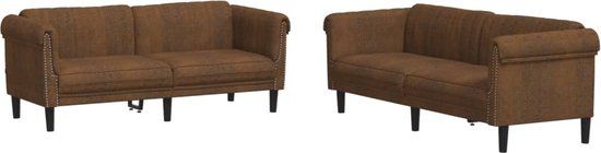 vidaXL 2-delige Loungeset fluweel bruin