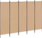 vidaXL 5-paneel scheidingswand Beige 250 x 180 cm Stof