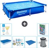 Bestway Rechthoekig Steel Pro Zwembad - 221 x 150 x 43 cm - Blauw