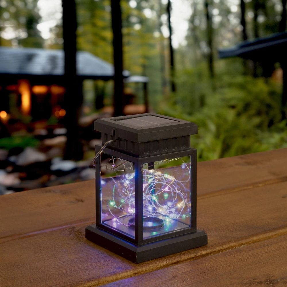 RexTech Solar Tuinverlichting Lantaarn Sterre - RGB Multicolor - 30 LEDS - Zwart