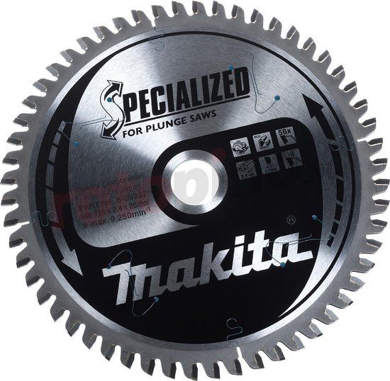 Makita Cirkelzaagblad voor Hout | Efficut | Ø 165mm Asgat 20mm 56T - B-57320