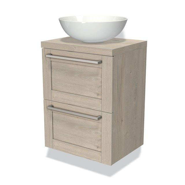 Maxaro Badkamermeubel Modulo Plato Slim Lichtgrijs Eiken 50cm 2 Lades