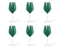 Excelsa Color Wine Set met 6 steelglazen, donkergroen, glas, inhoud 500 ml.