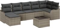 vidaXL Tuinbank Set 8-delig Grijs Polywood