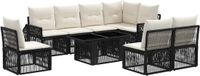 vidaXL Tuinbank Set 9 st Zwart en Crème Wit polyrattan