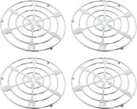 Item International Chroom Pannenonderzetters Rond Zilver Met Bestek Patroon 20 Cm
