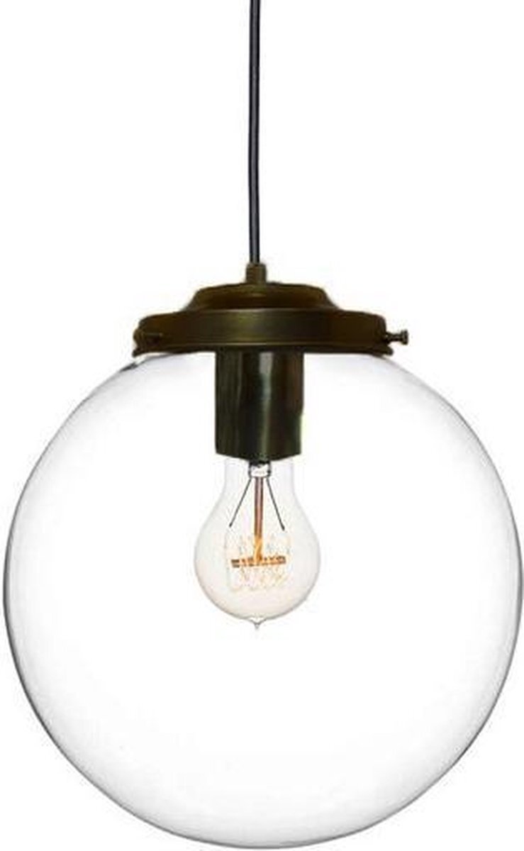 Lamp 1 Metz Transparant Glazen Design Hanglamp - ?30x32cm - Zwart