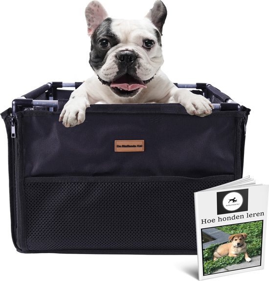 De Blaffende Kat Luxe Autostoel hond zwart - 40x40cm Inclusief opbergtas en E-Book - Reisbench hond - Hondenmand auto - Autobench voor hond - Hondenstoel auto zwart