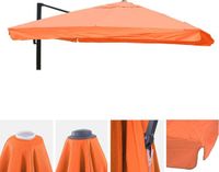 Merkloos Vervangende hoes voor luxe zonnescherm met Flap, parasolhoes 3x3m (Ø4,24m) - Terracotta