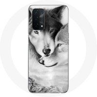 Maniacase Etui voor Oppo A54 5G Wolf Duo dieren