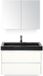 BES LED Dante Badmeubelset 80 cm - Wit Hoogglans - Wastafel Hardsteen Wit Lucca met Spiegelkast