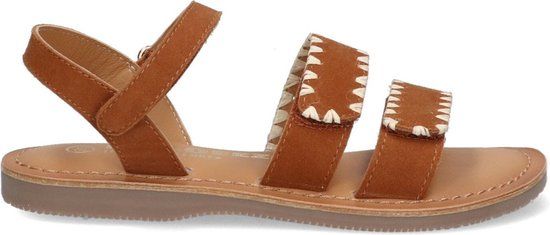 Braqeez Meisjes Leren Sandalen - Cognac - Klittenband - Maat 31