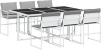 vidaXL 7-delige tuinset met kussens, wit, textielstof