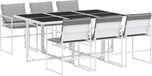 vidaXL 7-delige tuinset met kussens, wit, textielstof