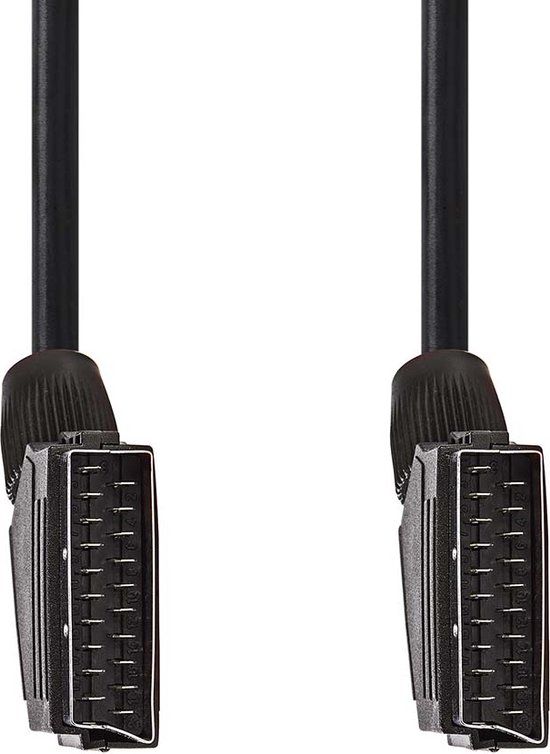 Nedis SCART-Kabel - SCART Male - SCART Male - Vernikkeld - 480p - 1.50 m - Rond - PVC - Zwart - Label