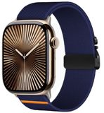 By Qubix - Nylon Apple Watch Bandje - Donkerblauw - 44mm/45mm/46mm/49mm