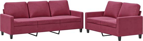 vidaXL 2-delige Loungeset met kussens fluweel wijnrood