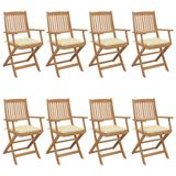 VidaXL Tuinstoelen 8 stuks Acaciahout Crème/Wit