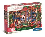 Clementoni Christmas Collection Puzzel, Robin and Holly Bushes, 1000-delige puzzel voor volwassenen, met kerstillustratie, American Robin, kerstcollectie