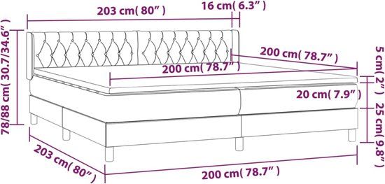 vidaXL Boxspring met matras stof blauw 200x200 cm