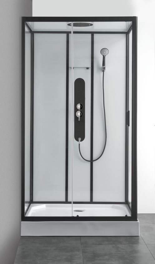 Allibert Uyuni Rechthoek Schuifdeur 120x80x225cm Helder Glas Antikalk Mengkraan Hoofddouche en Handdouche